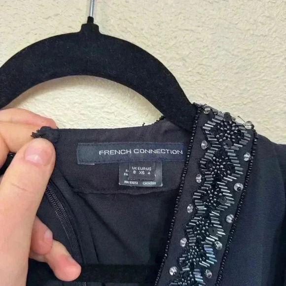 French connection navy blue jumpsuit with beaded neckline - Picture 10 of 10